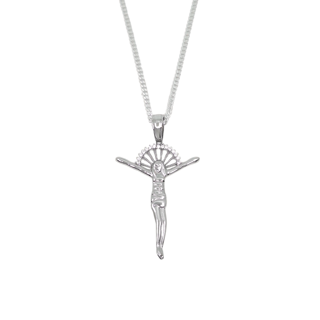 Silver CZ Crucifix Pendant