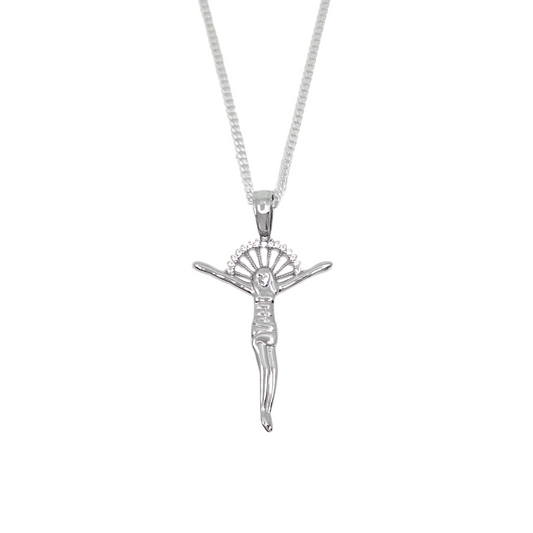 Silver CZ Crucifix Pendant