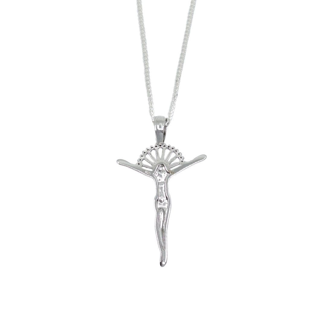 Silver CZ Crucifix Pendant