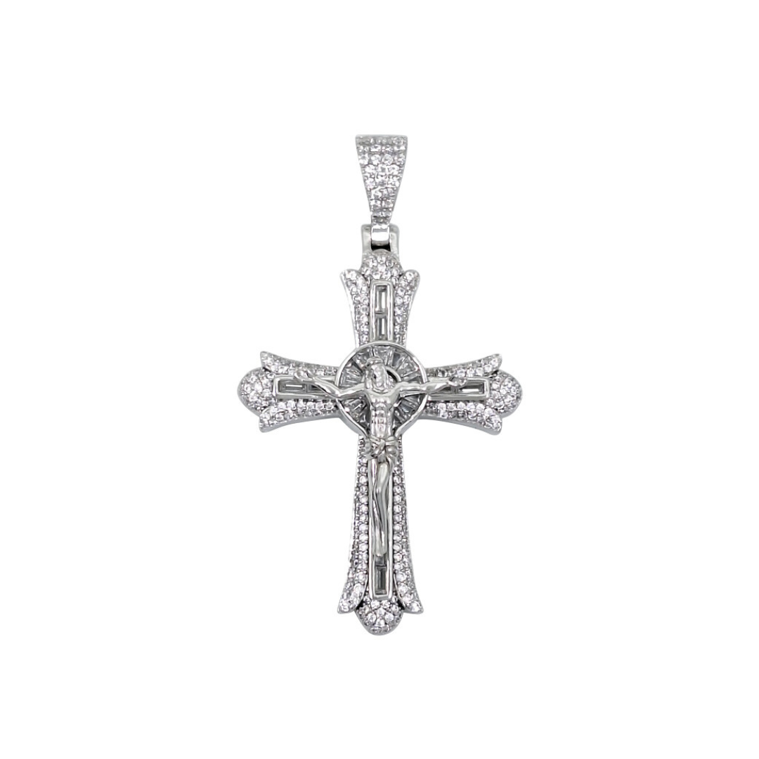 Silver CZ Crucifix Cross Pendant