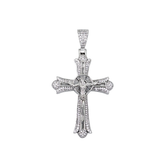 Silver CZ Crucifix Cross Pendant