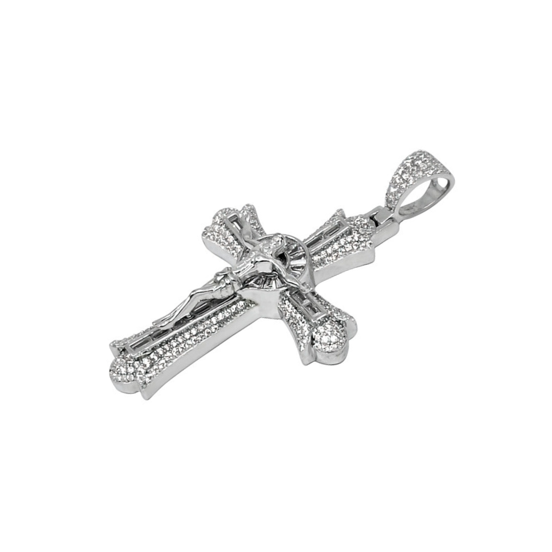 Silver CZ Crucifix Cross Pendant