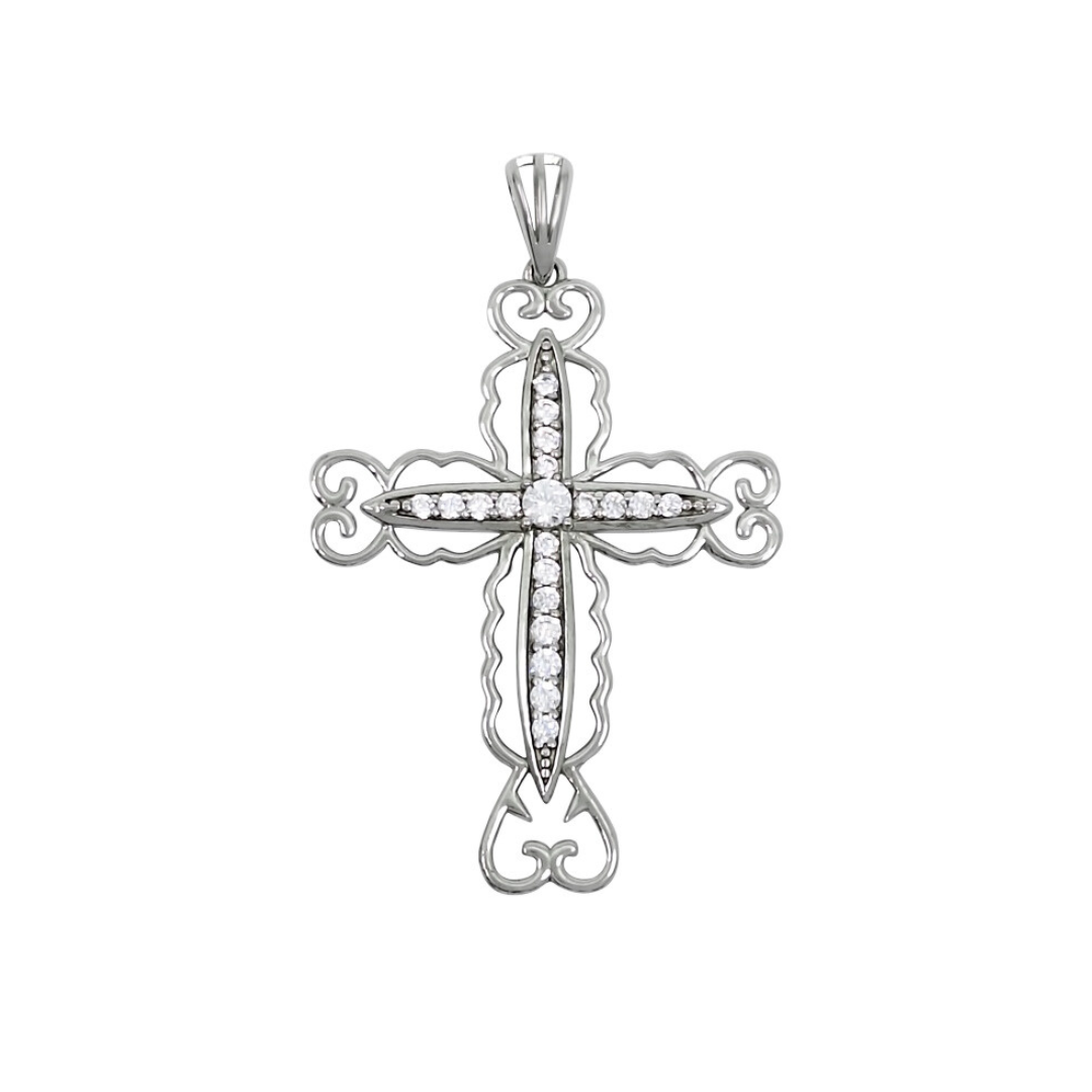 Silver CZ Cross Pendant