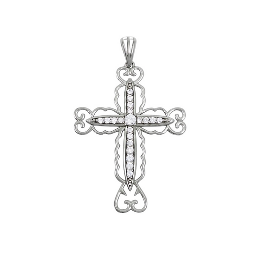 Silver CZ Cross Pendant