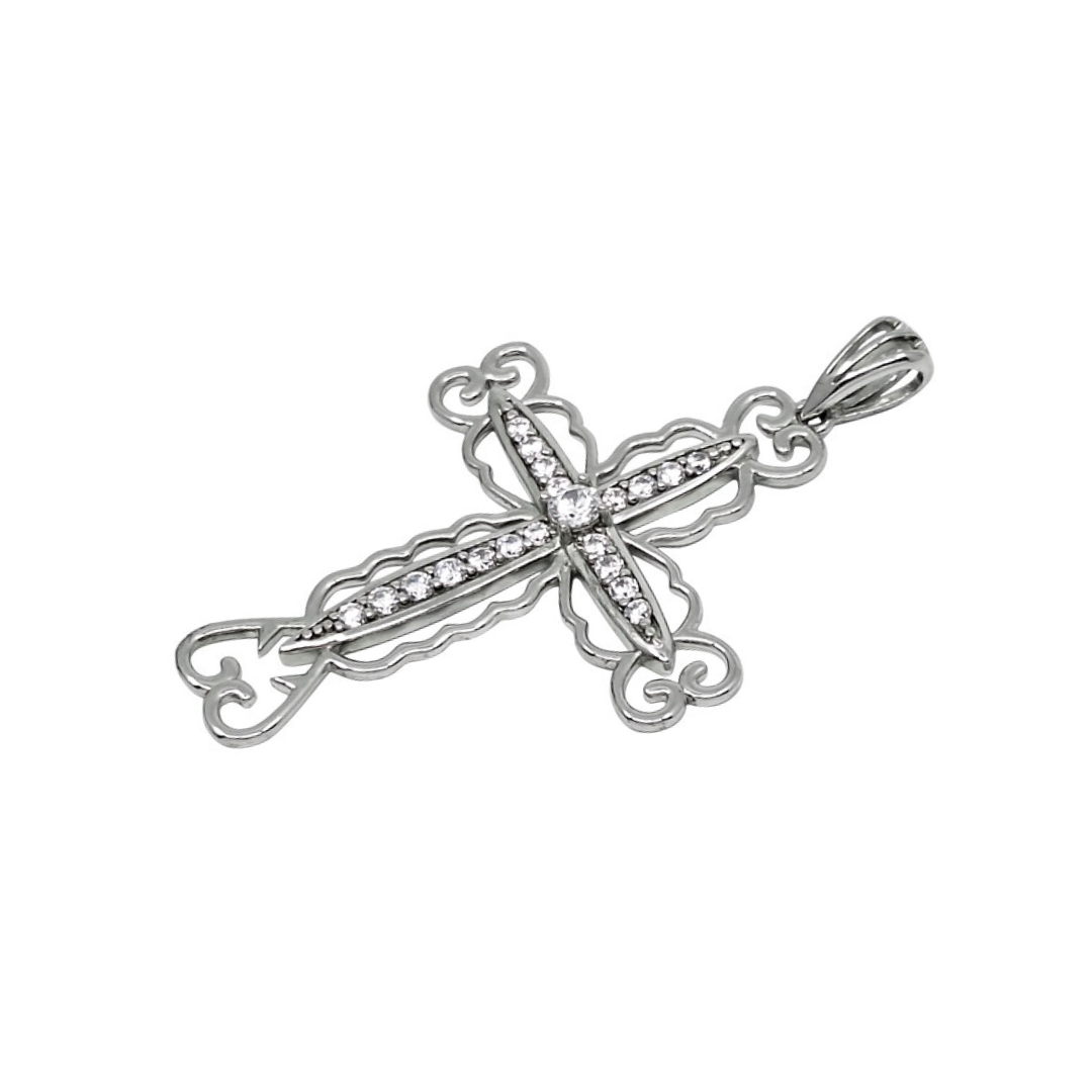 Silver CZ Cross Pendant