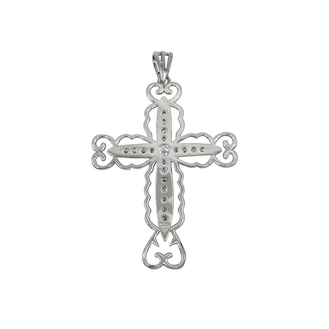 Silver CZ Cross Pendant