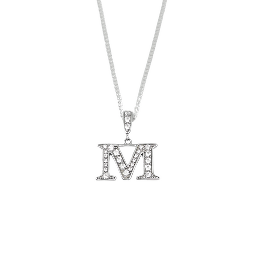 Silver & CZ Initial M Pendant