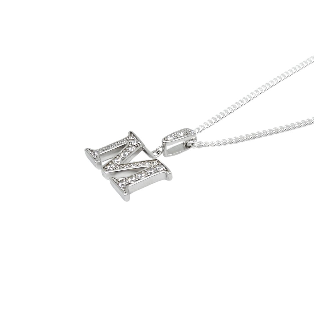 Silver & CZ Initial M Pendant