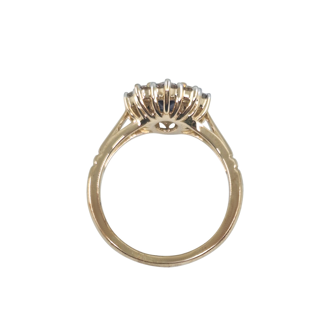 9ct Yellow Gold Sapphire & Diamond Cluster Ring