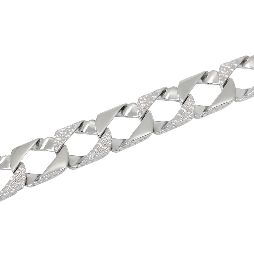 Silver Half Patterned Chaps Chain 24 Inches