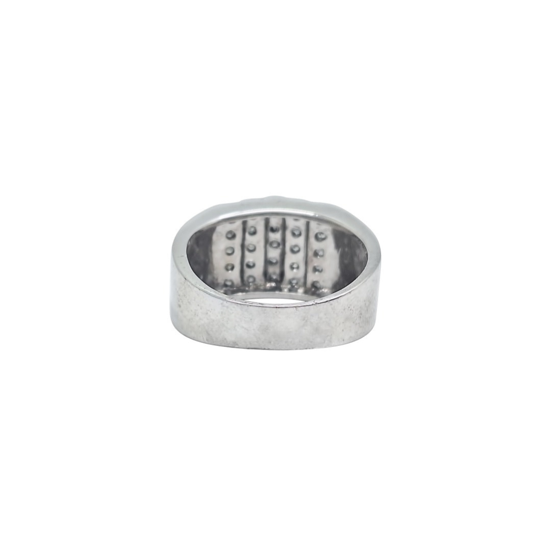 9ct White Gold Signet Style Diamond Ring