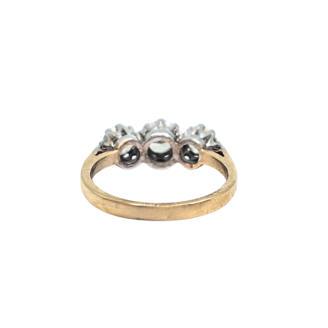 9ct Yellow Gold Three Stone Illusion Set Diamond Ring