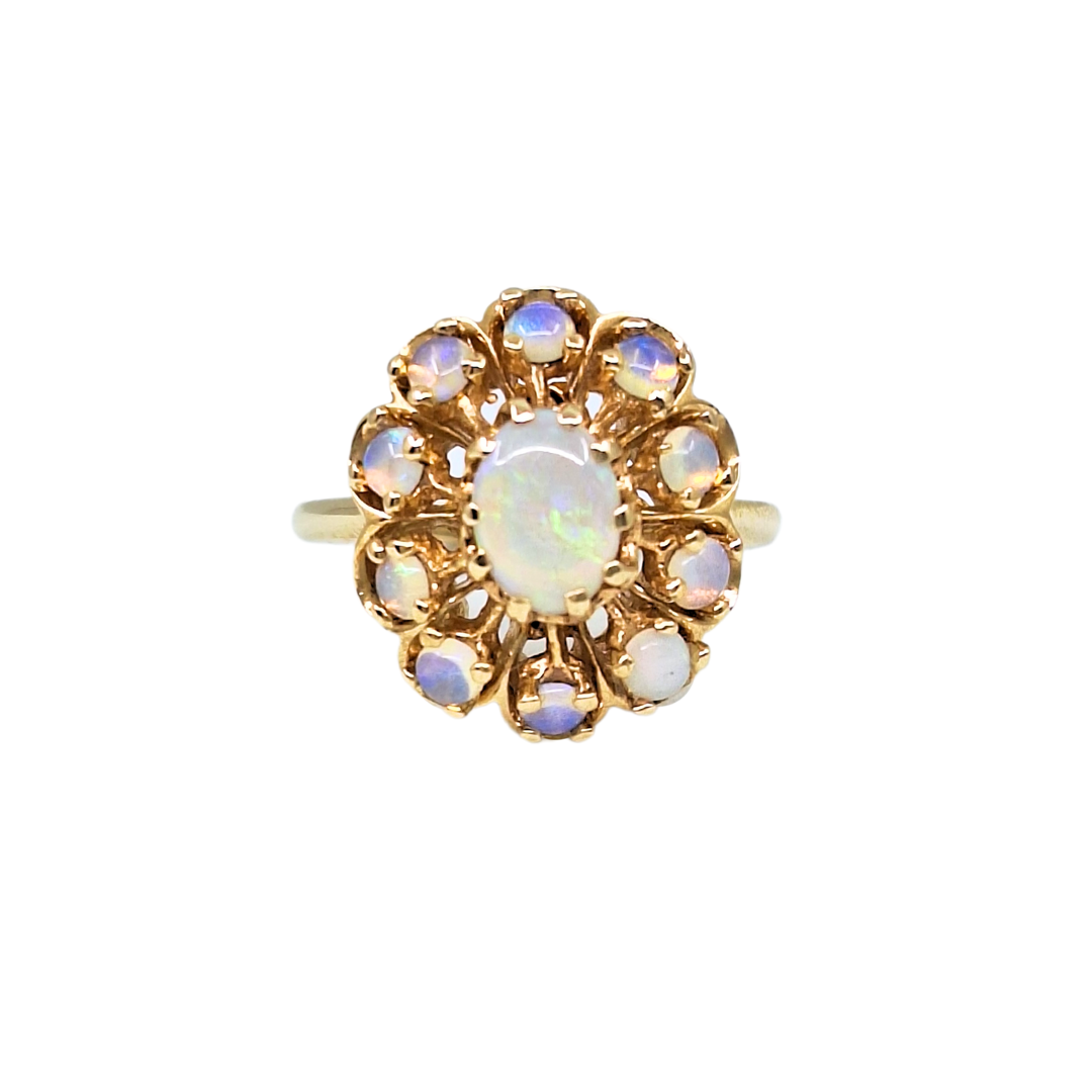 14ct Yellow Gold & Opal Cluster Ring