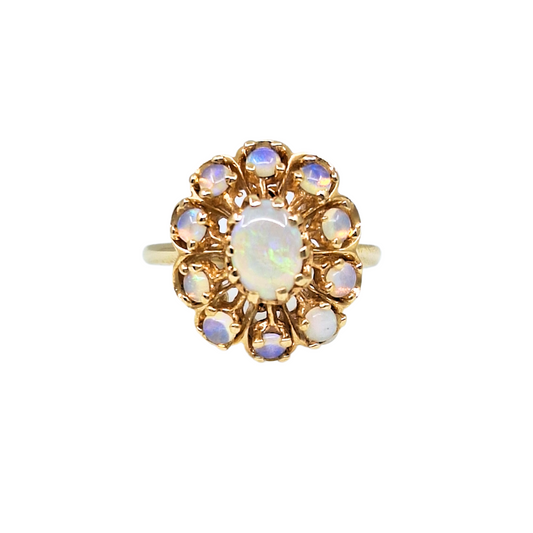14ct Yellow Gold & Opal Cluster Ring