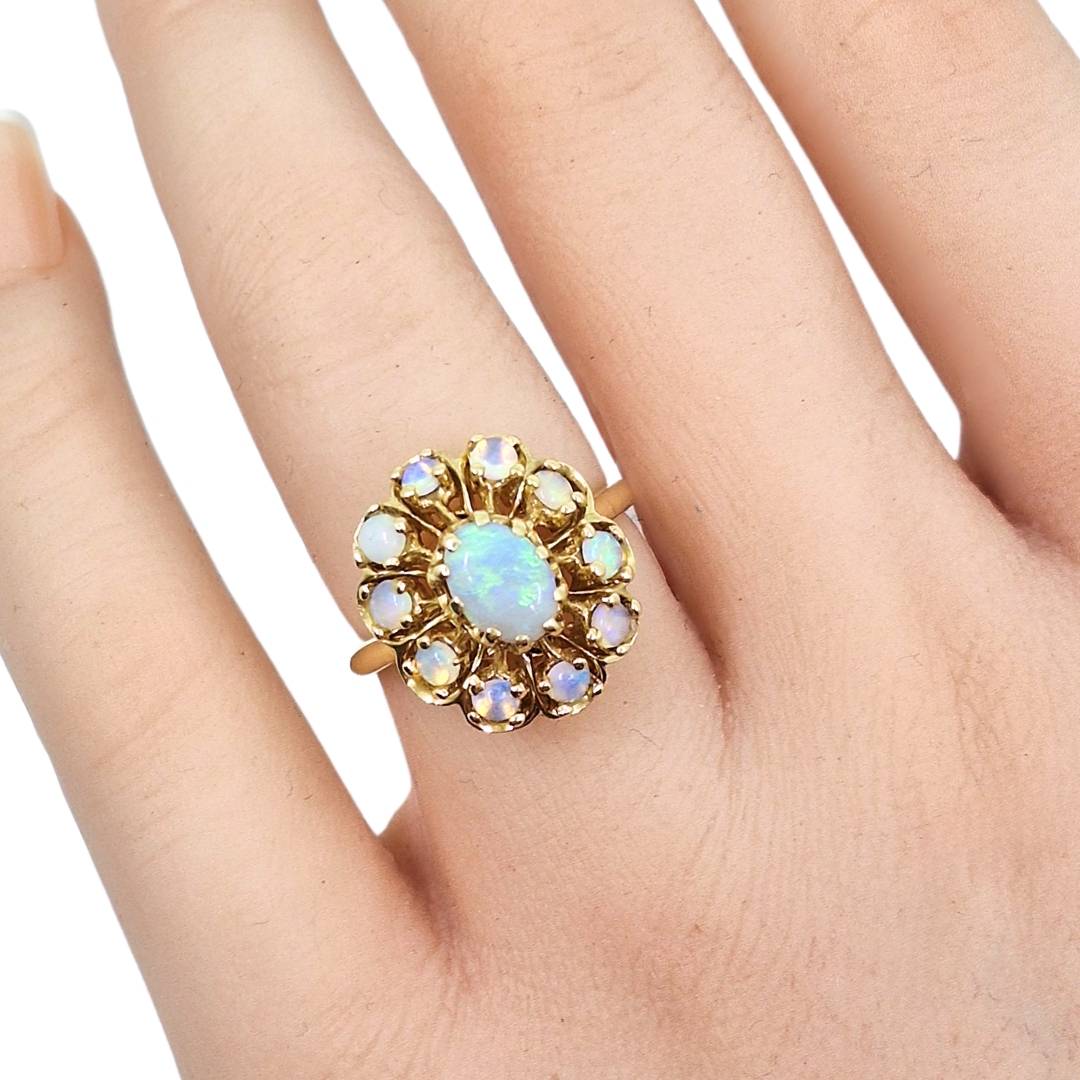 14ct Yellow Gold & Opal Cluster Ring