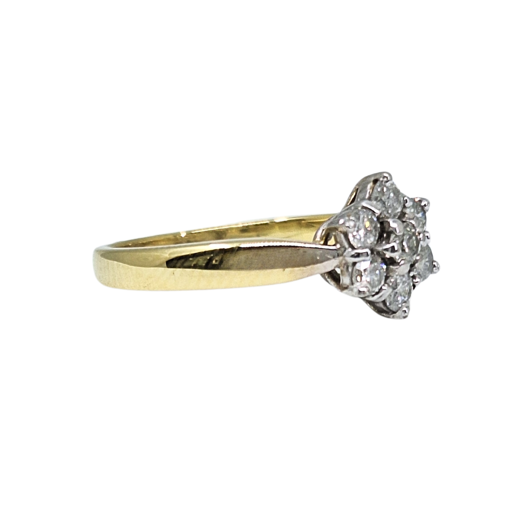 18ct Yellow gold Diamond Cluster Ring