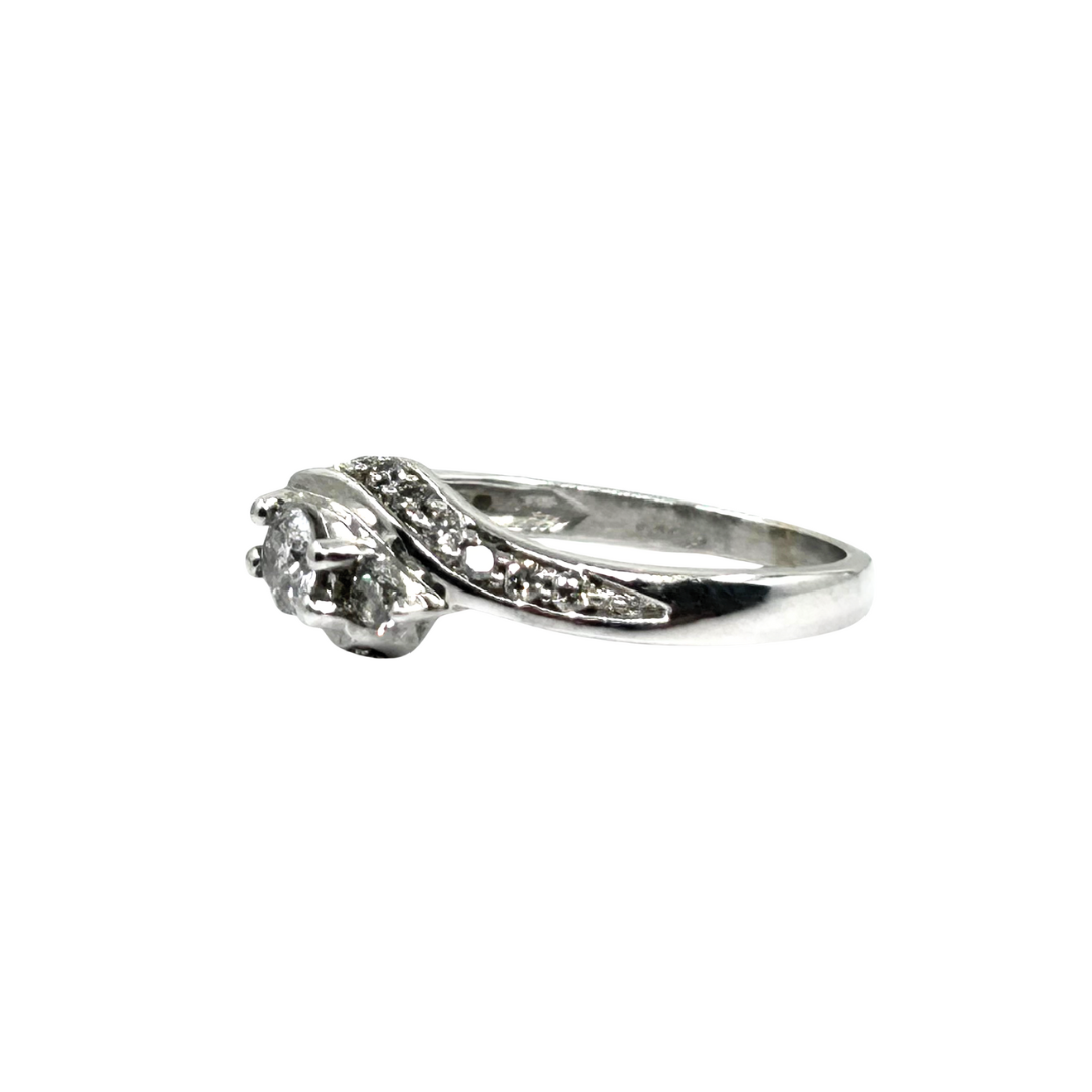 18ct White Gold Diamond 3 Stone Crossover Ring