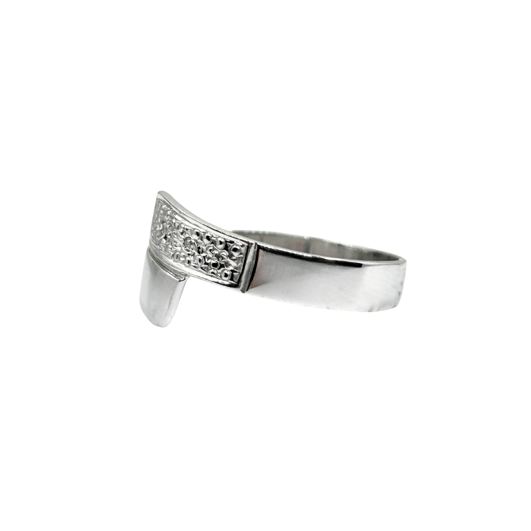 9ct White Gold Diamond Crossover Band Ring