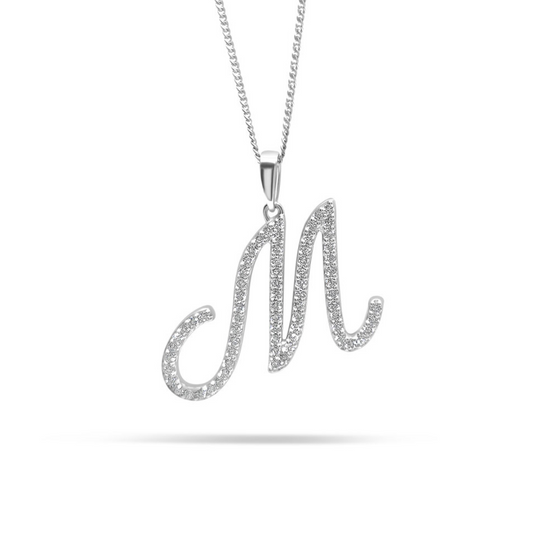 White Gold & Ethical Diamond Initial M Pendant