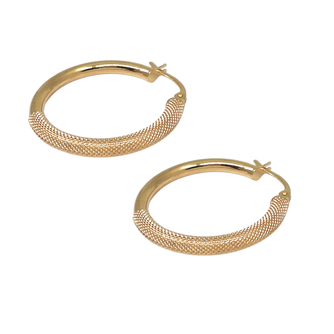 9ct Yellow Gold Half Pattern Hoops