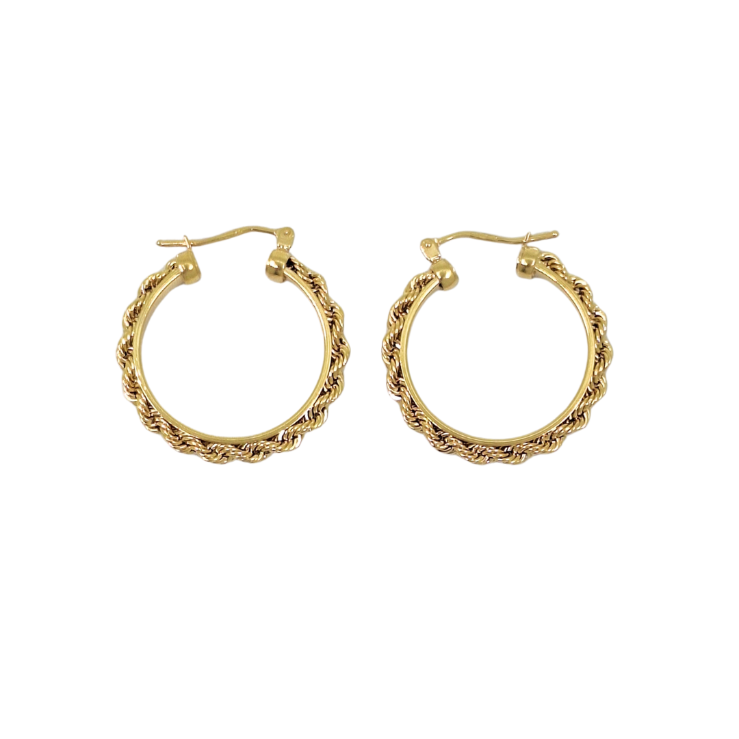 9ct Yellow Gold Rope Hoop Earrings