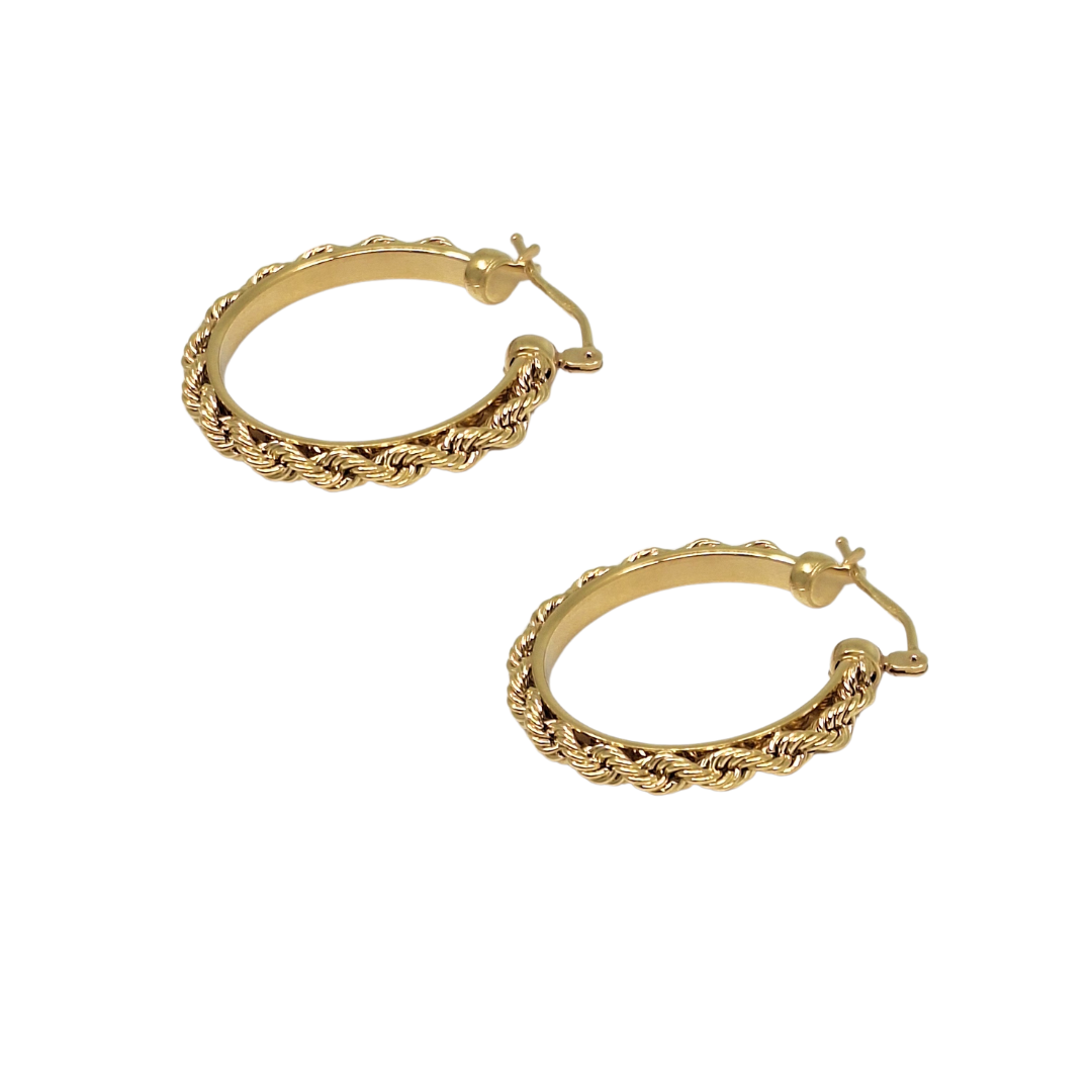 9ct Yellow Gold Rope Hoop Earrings
