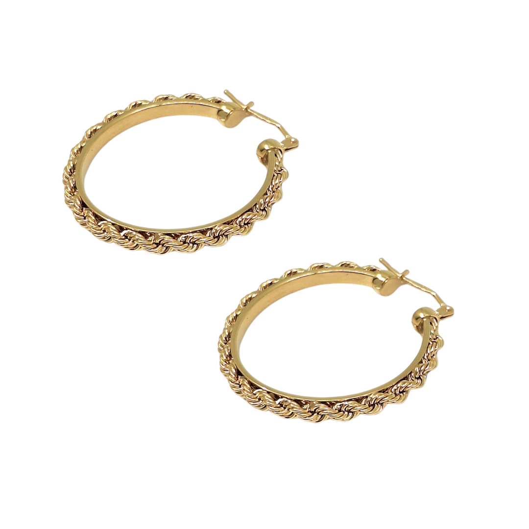 9ct Yellow Gold Rope Hoop Earrings