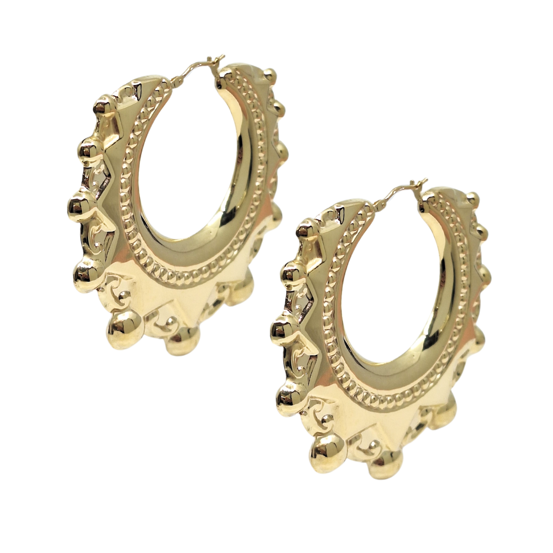 9ct Yellow Gold Large Creole Hoop Earrings