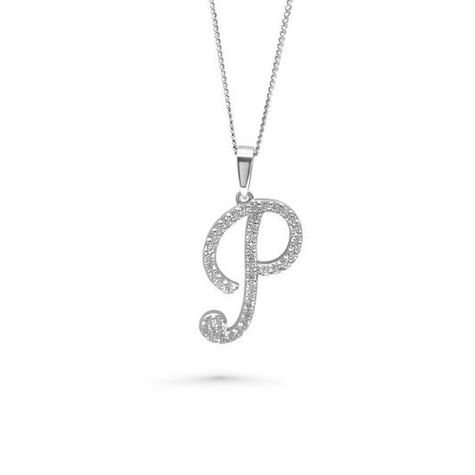 White Gold & Ethical Diamond Initial P Pendant