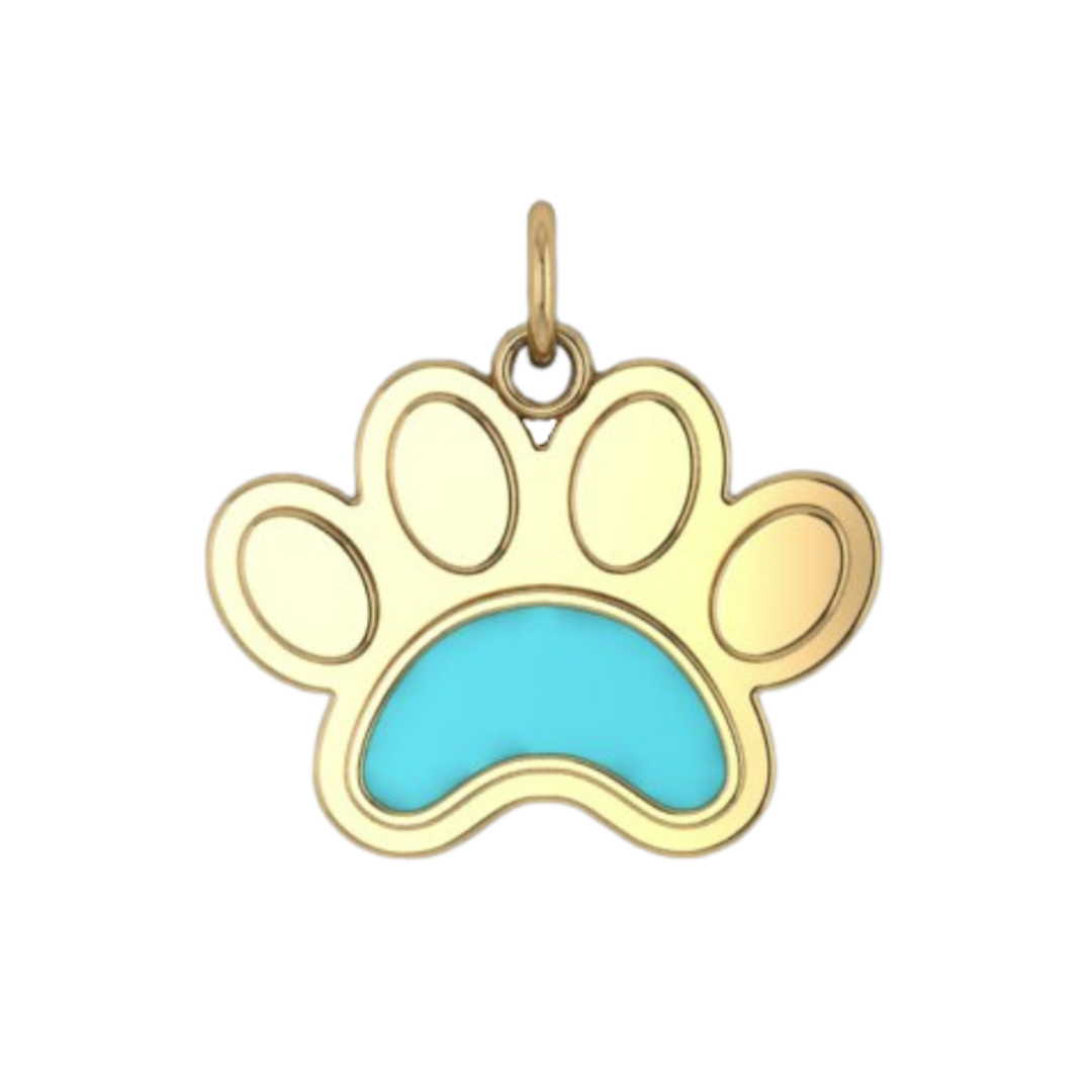 Ever-Paw 9ct Gold Blue Enamel & Gemstone Pendant (Large)