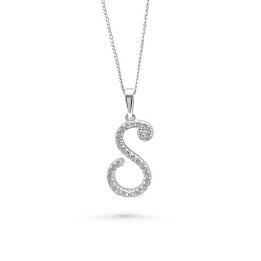 White Gold & Ethical Diamond Initial S Pendant
