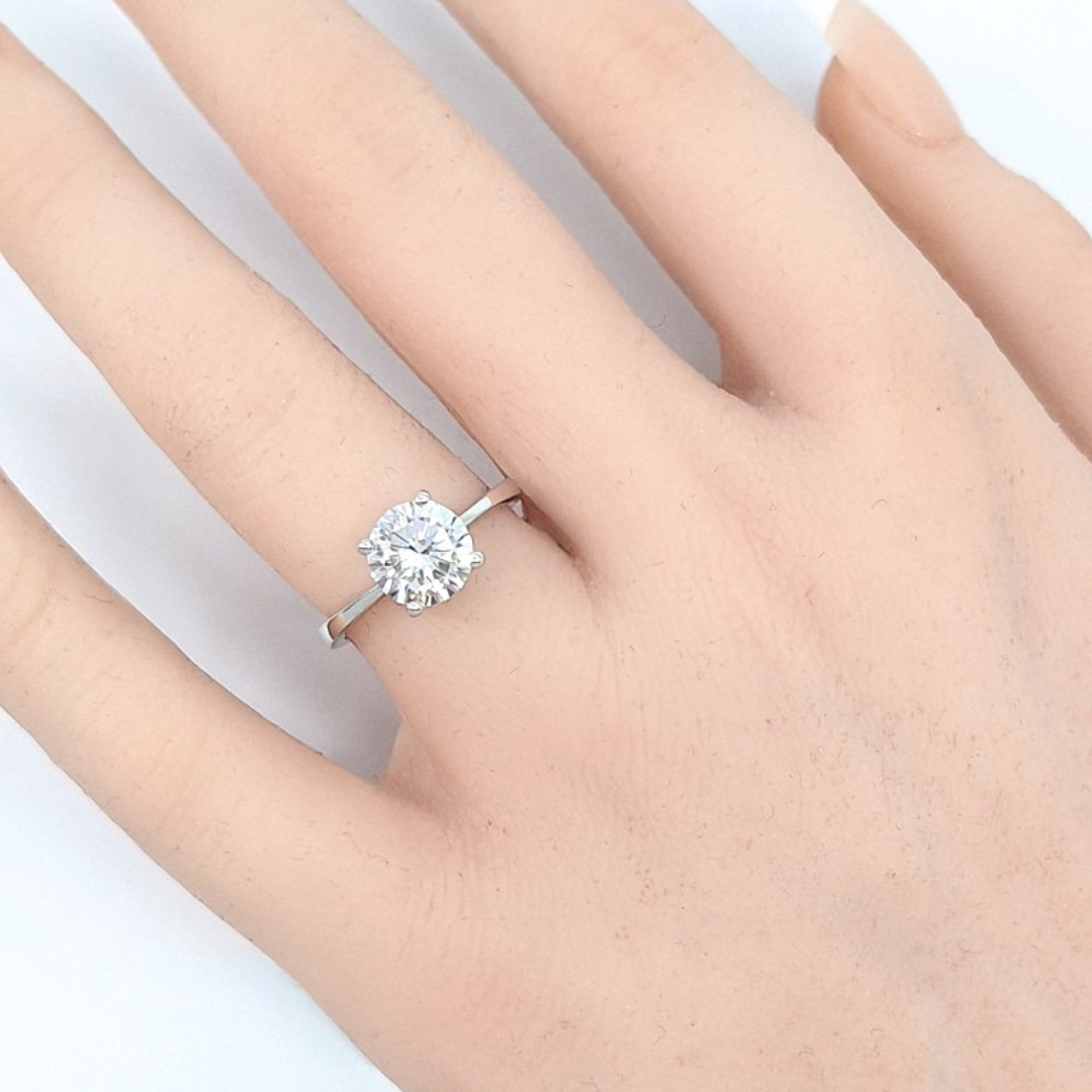 Tresor Paris Silver White Crystal Solitaire Ring