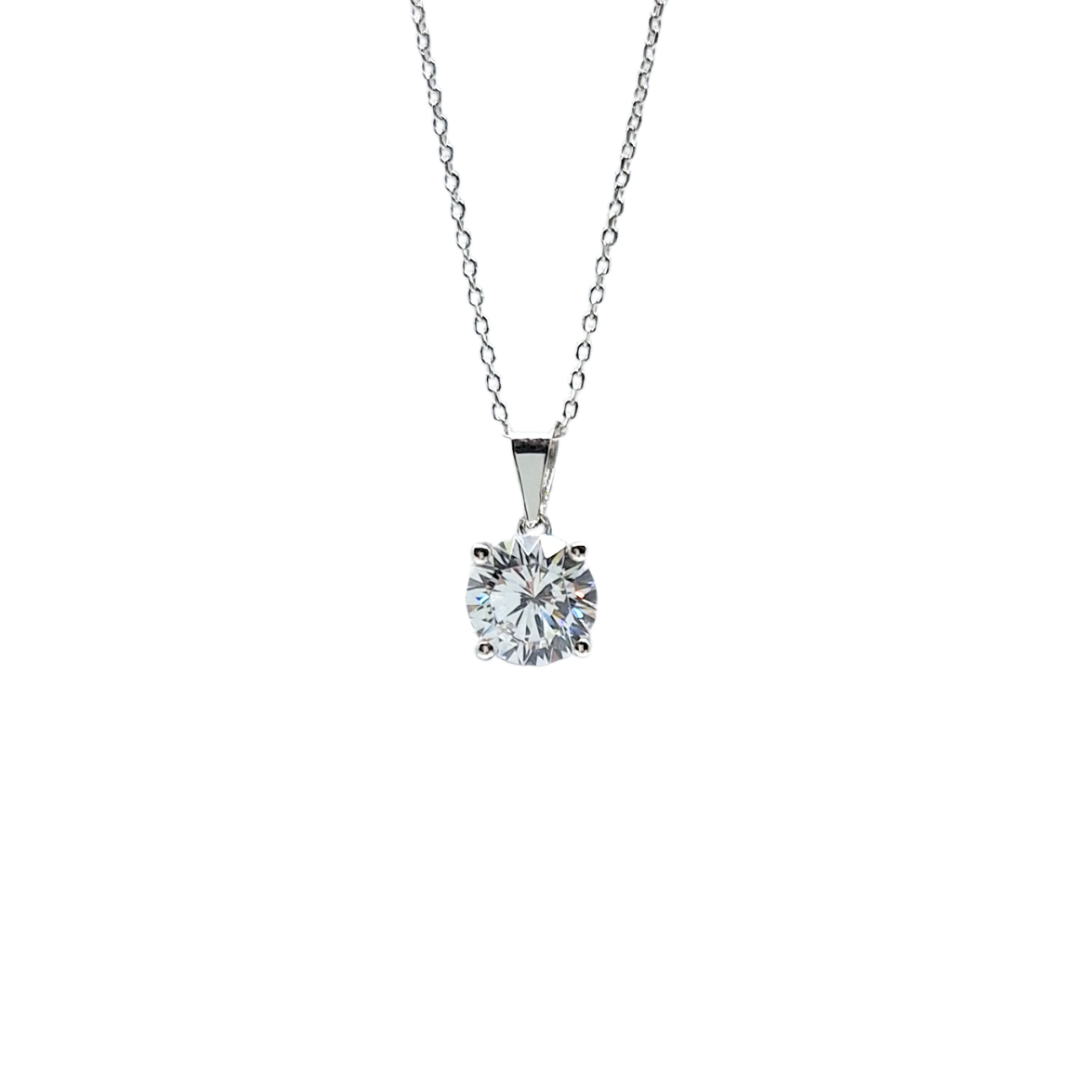 Tresor Paris Silver White Crystal Solitaire Pendant