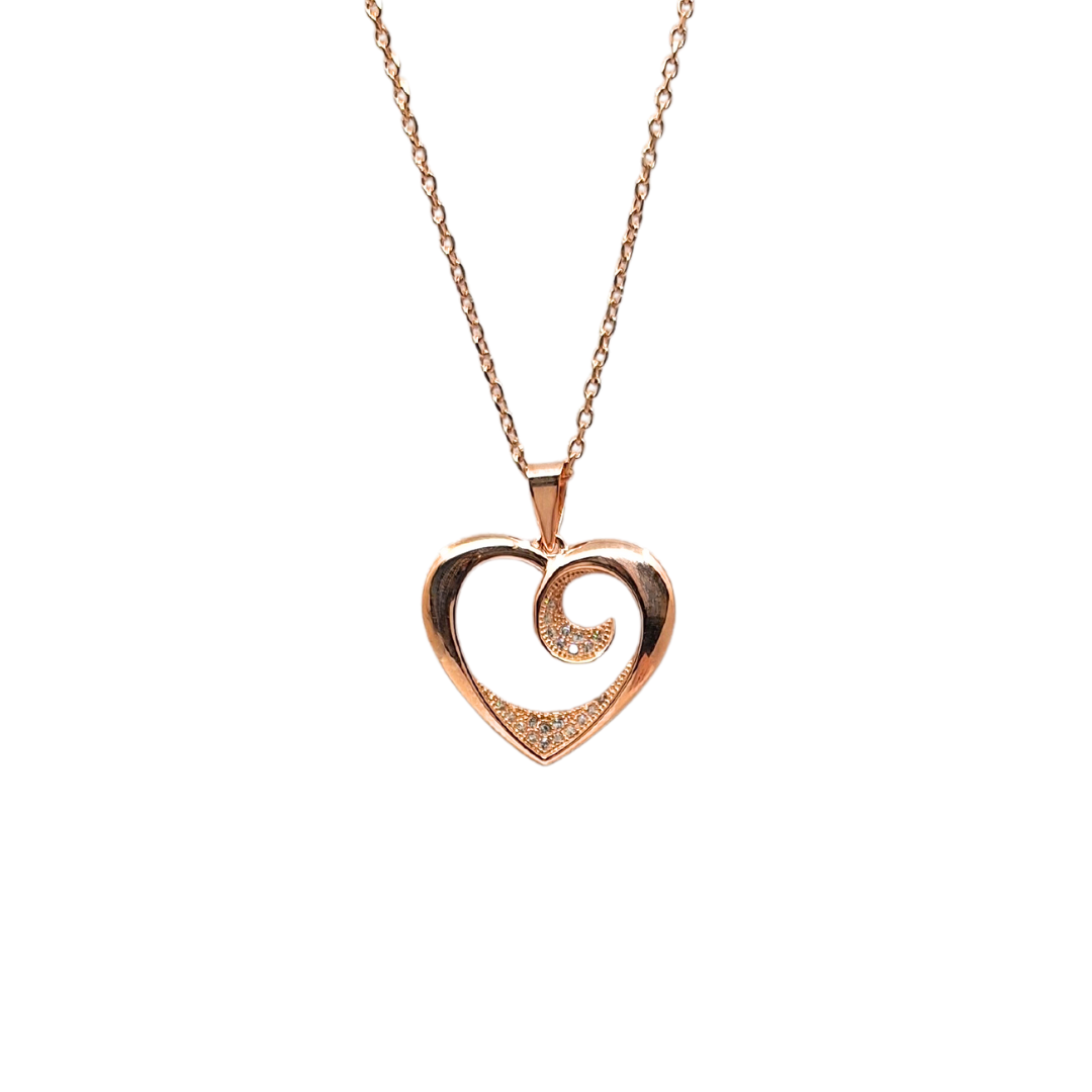 Tresor Paris Rose & White Crystal Heart Necklace