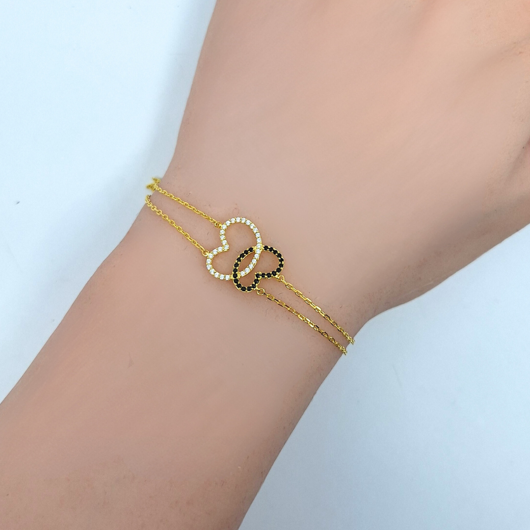 Tresor Paris Double Crystal Heart Bracelet