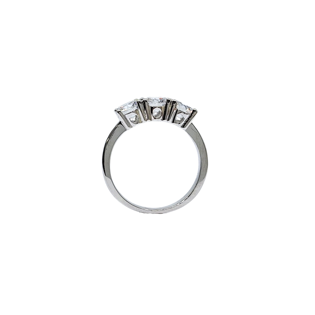 Tresor Paris Silver & White Crystal Three Stone Ring