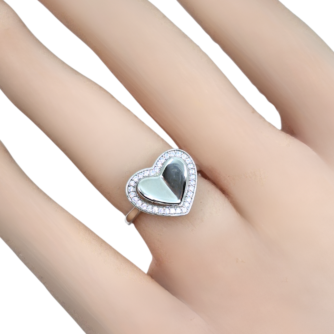 Tresor Paris Silver & Crystal Heart Ring