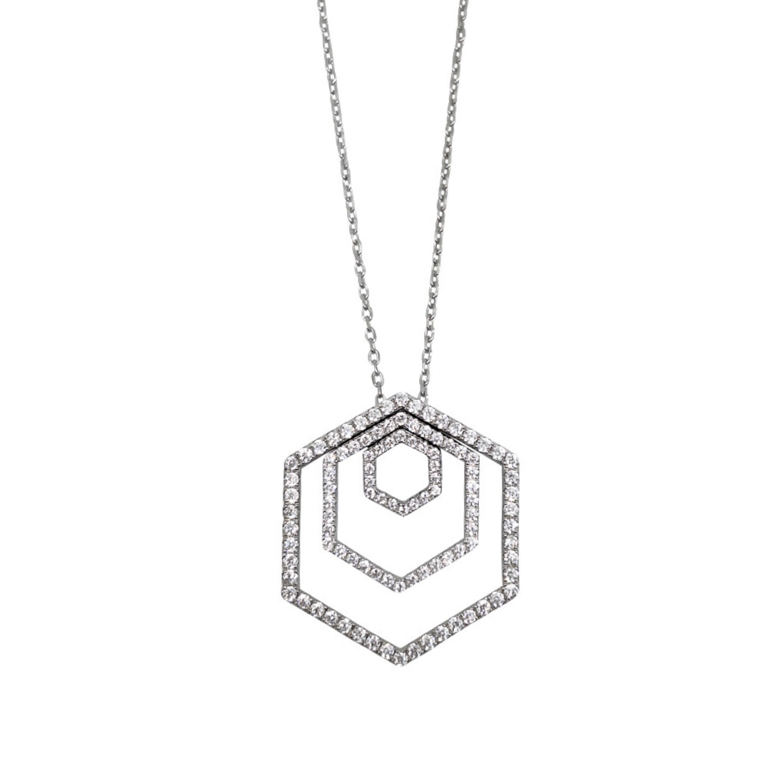 Tresor Paris Crystal Hexagon Pendant