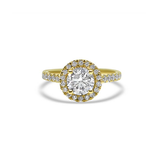 Yellow Gold & Ethical Diamond Halo Ring 1.75ct
