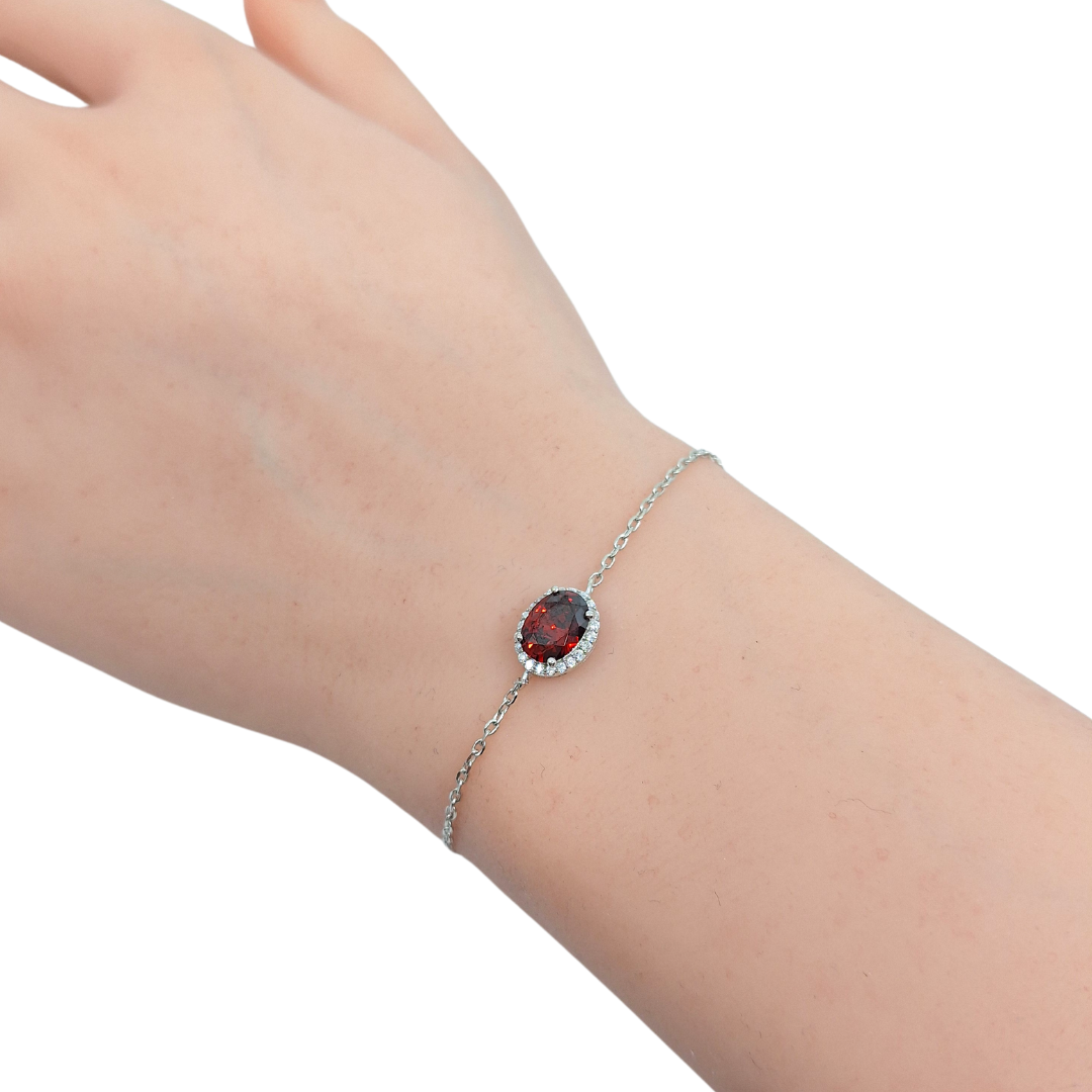 Tresor Paris Silver & Red Crystal Bracelet