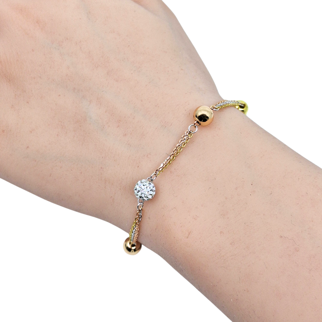 Tresor Paris Crystal & Three Colour Bead Bracelet