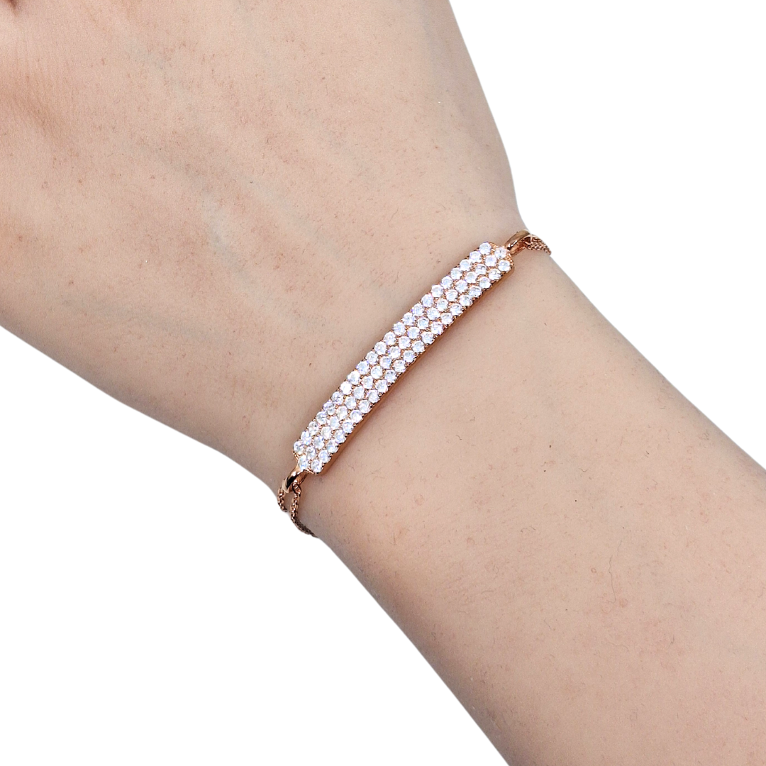 Tresor Paris Rose Colour Crystal Bar Bracelet