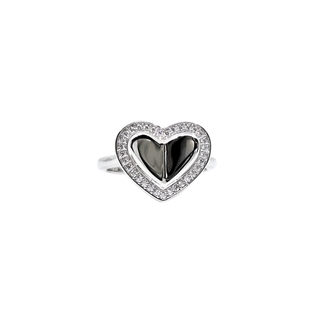 Tresor Paris Silver & Crystal Heart Ring