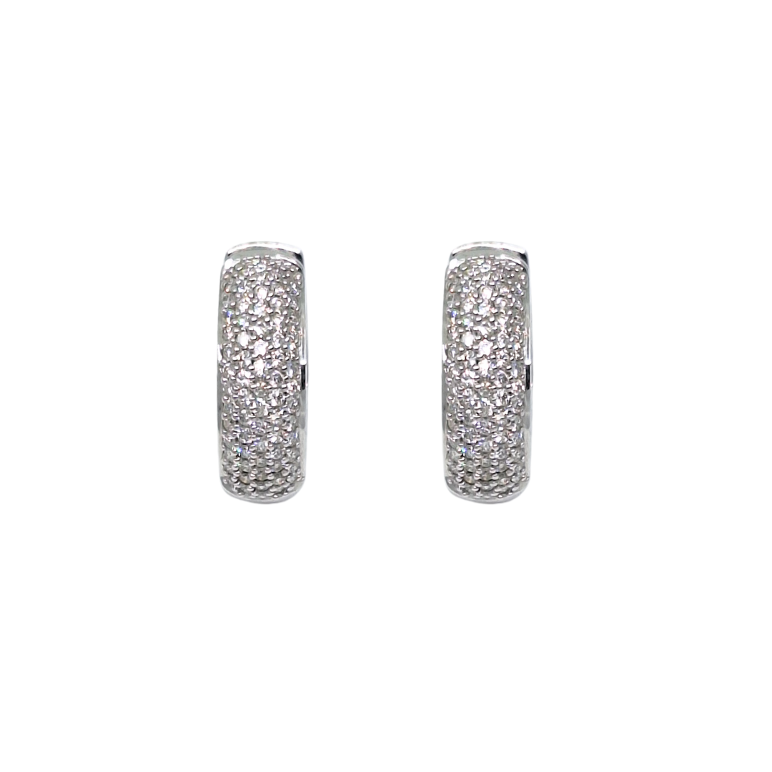 18ct White Gold Pave Diamond Hoop Earrings