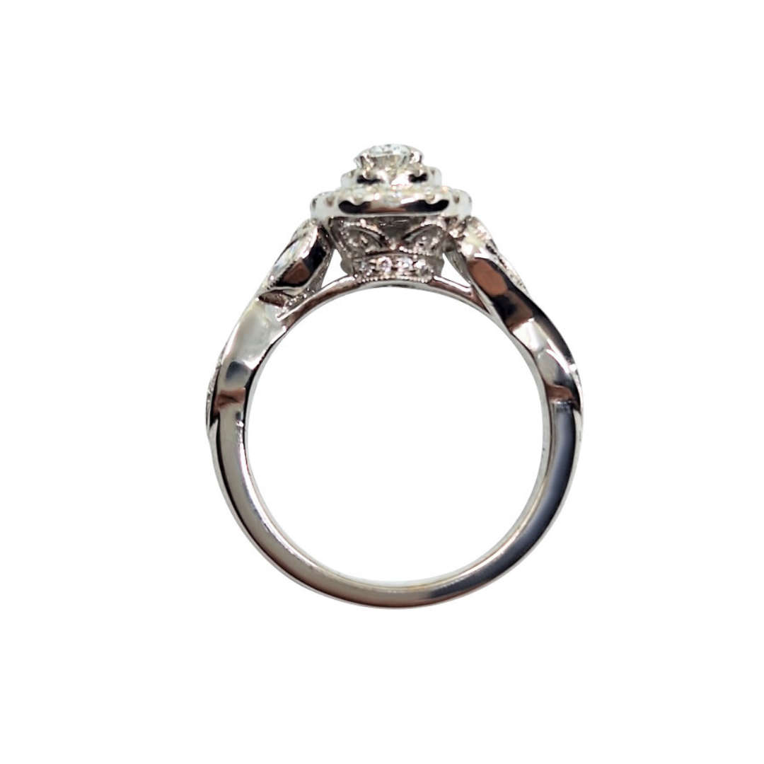 14ct White Gold Oval Diamond Cluster Ring 0.87ct