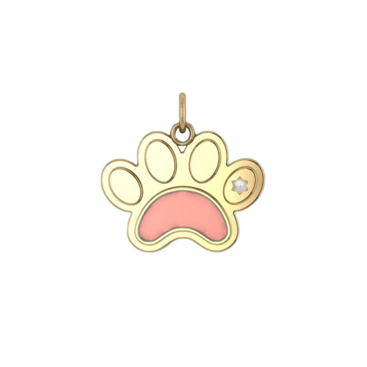 Ever-Paw 9ct Gold Pink Enamel & Pearl Pendant (Small)