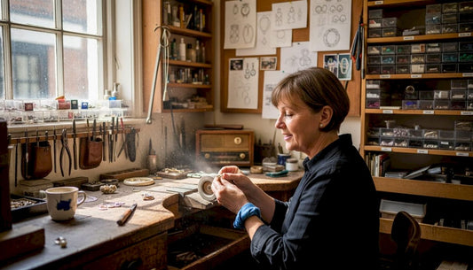 Jeweller polishing ring in Gravesend workshop
