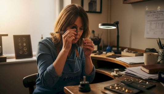 Jeweller inspecting diamond for clarity