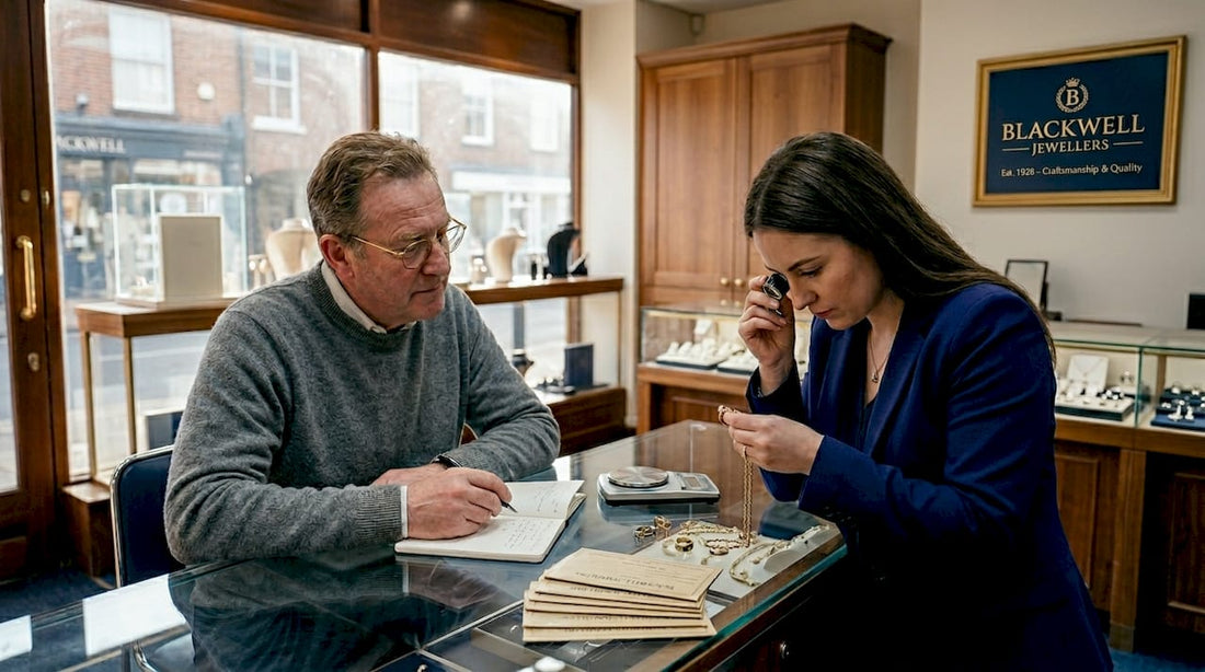 Seller and jeweller negotiate at gold counter
