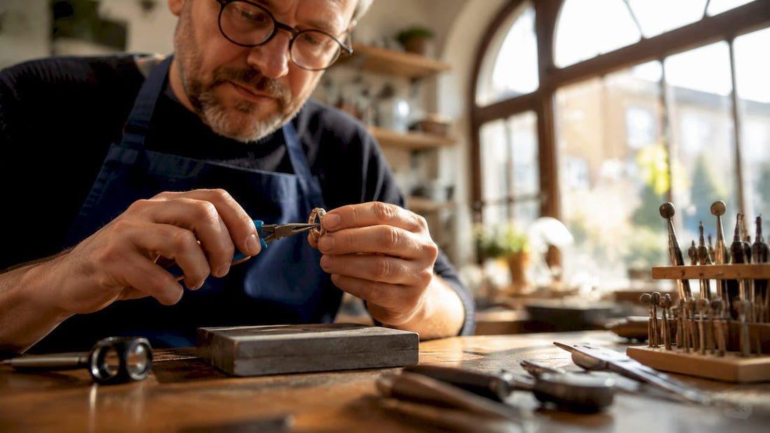 Jeweller resizing ring in Maidstone workshop